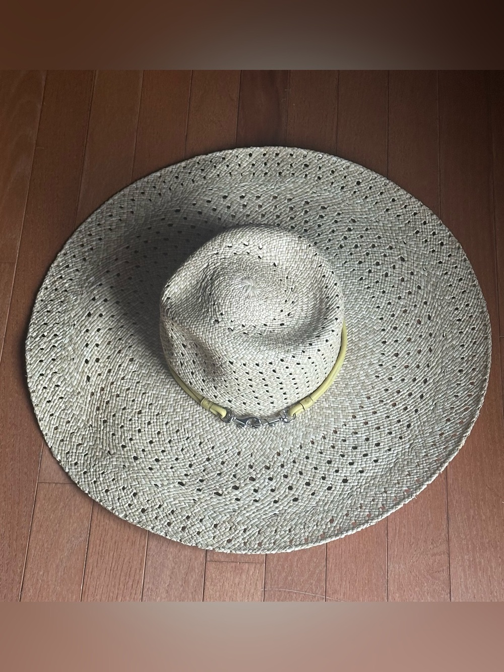 Coach Straw Sun Hat with Pale Yellow Trim